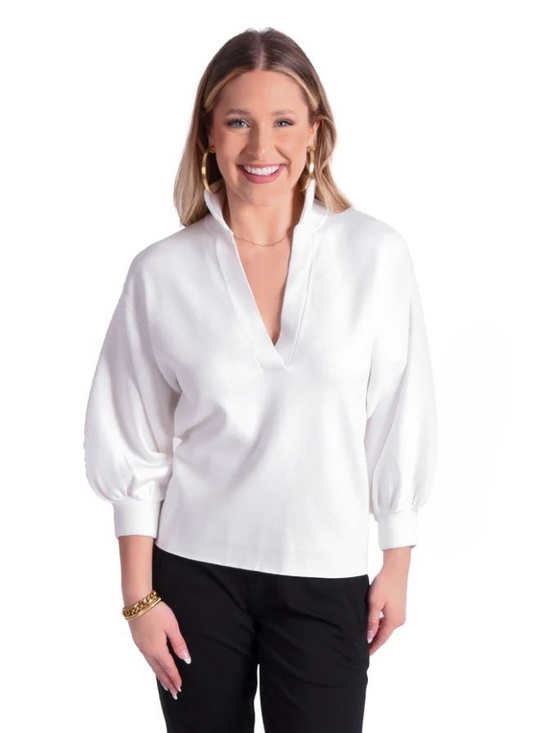 Emily Mccarthy Sweaters - Emily McCarthy Elegant White V-Neck Women's Sweater